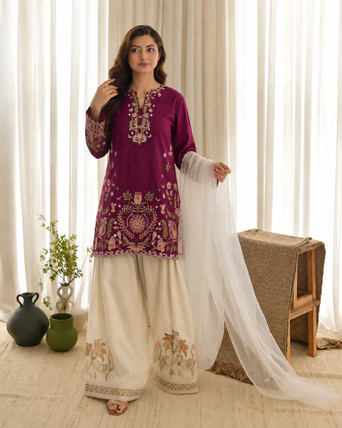t4 Mulberry Bloom 3 PCs EMBROIDERY - Image 1